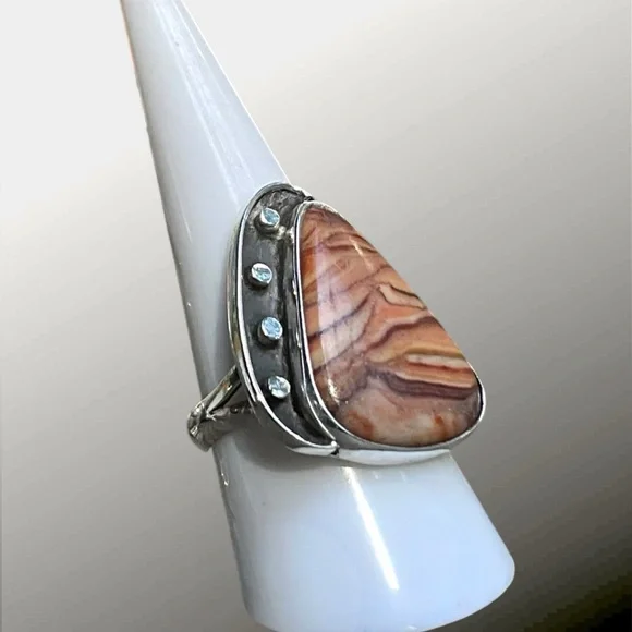 🌺Artisan Sterling & Agate Ring - Picture 6 of 12
